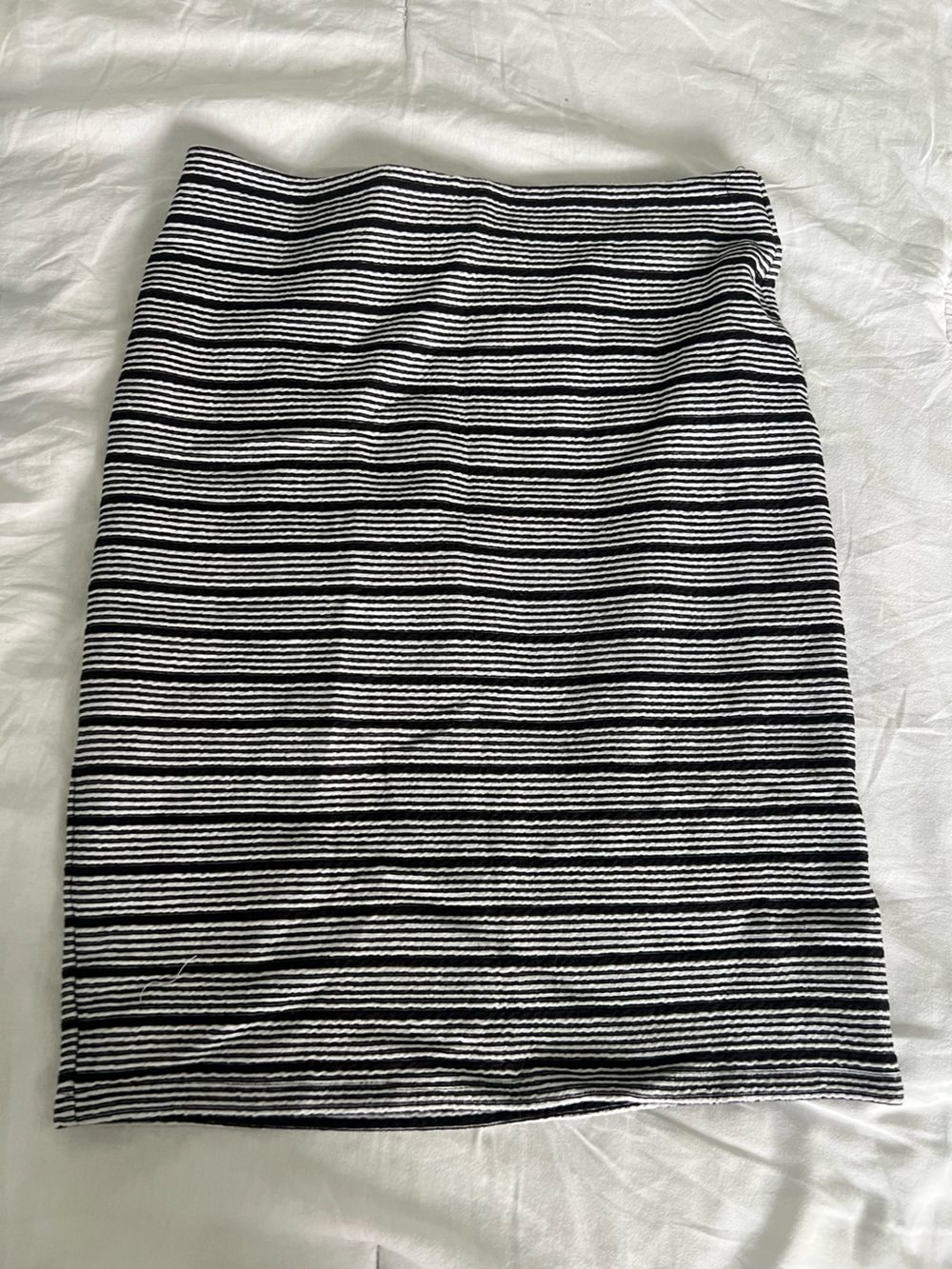 LOFT Black and White Striped Knit Skirt
